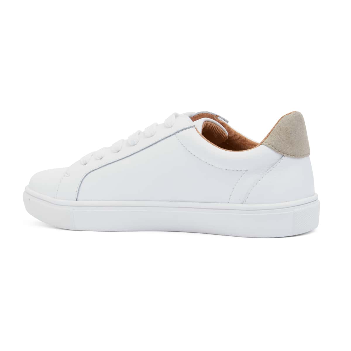 Saxon Sneaker in White And Taupe Leather