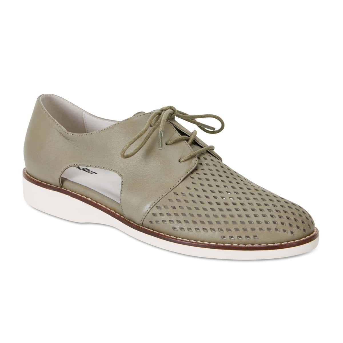 Sharon Brogue in Khaki Leather