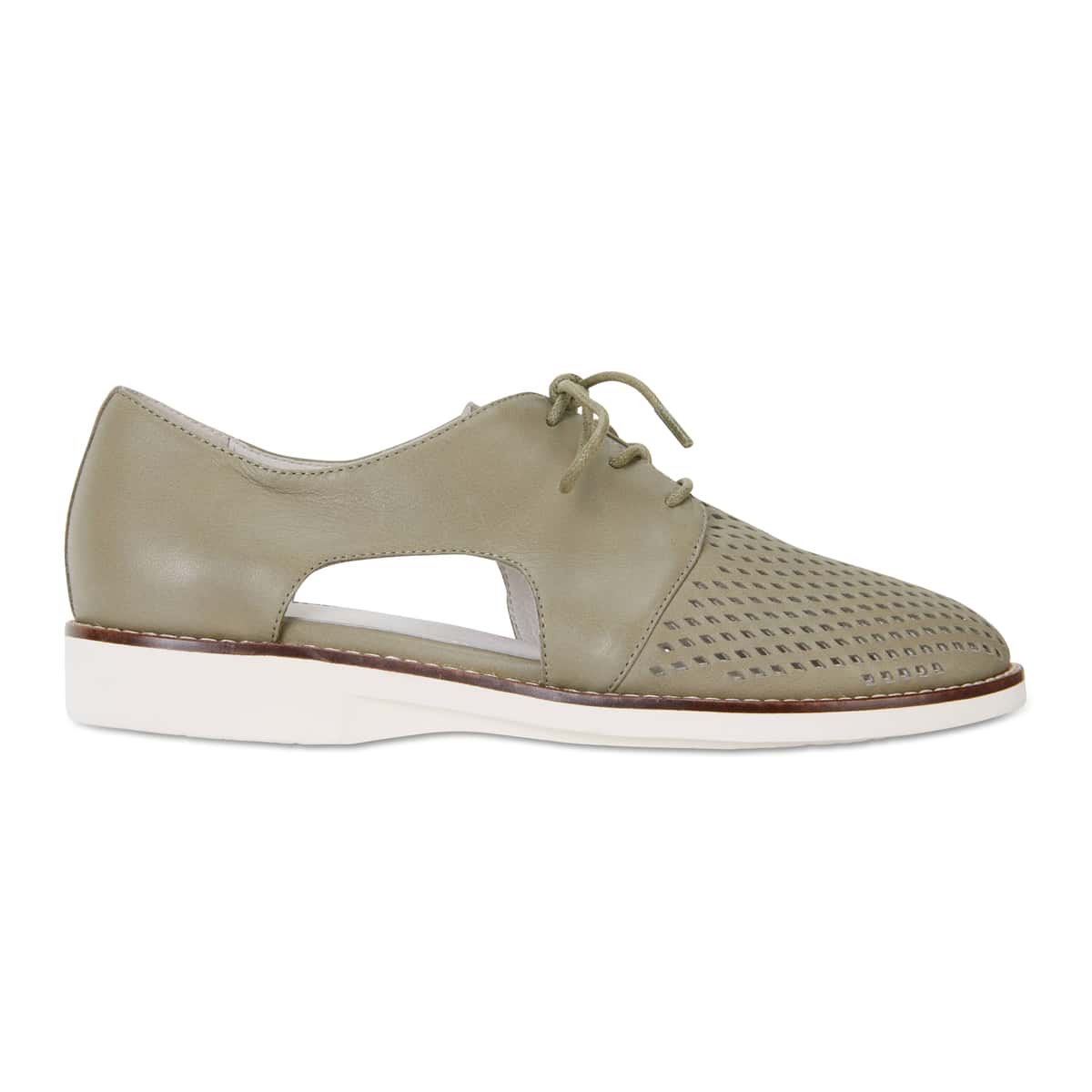 Sharon Brogue in Khaki Leather