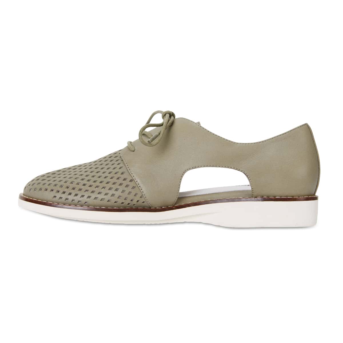 Sharon Brogue in Khaki Leather