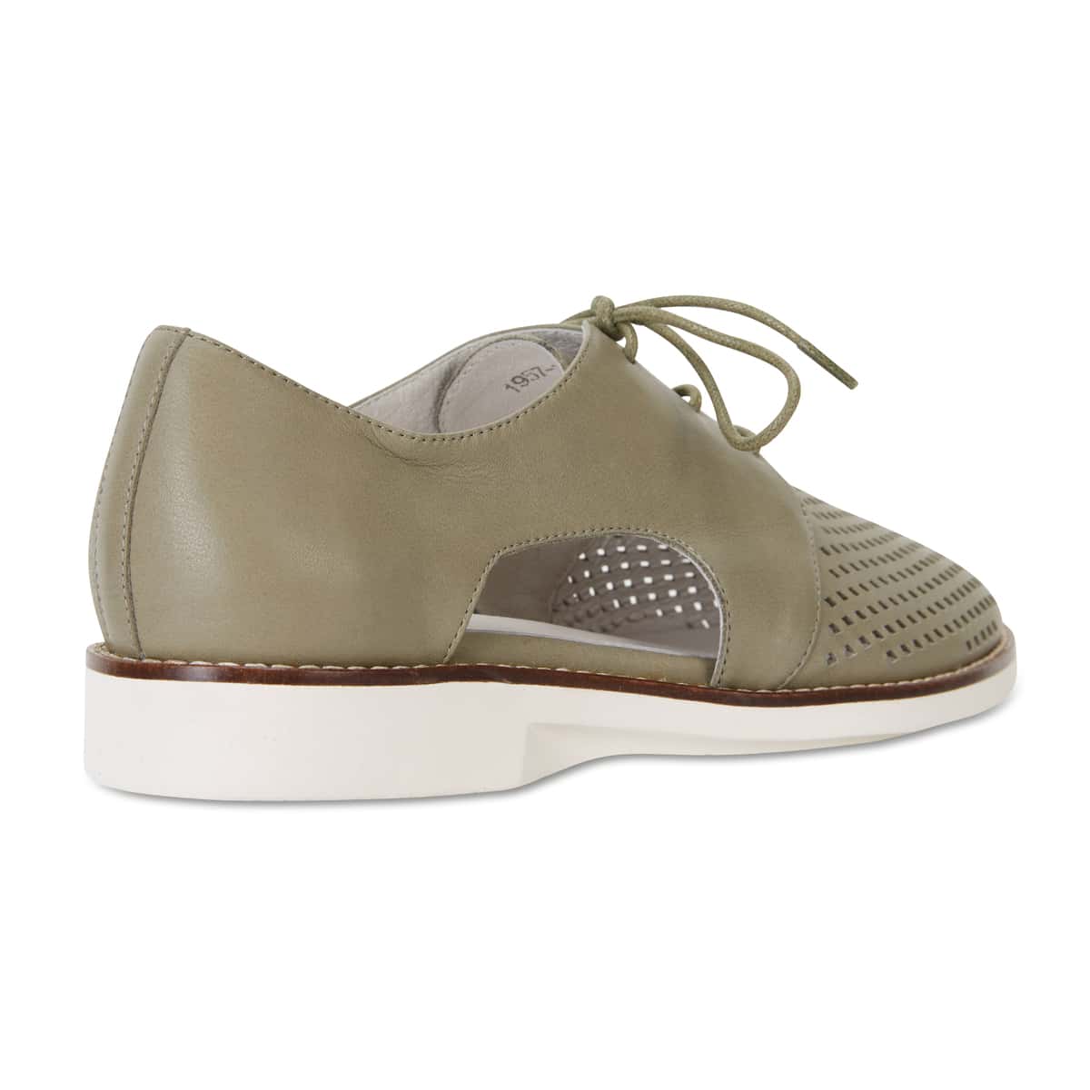 Sharon Brogue in Khaki Leather