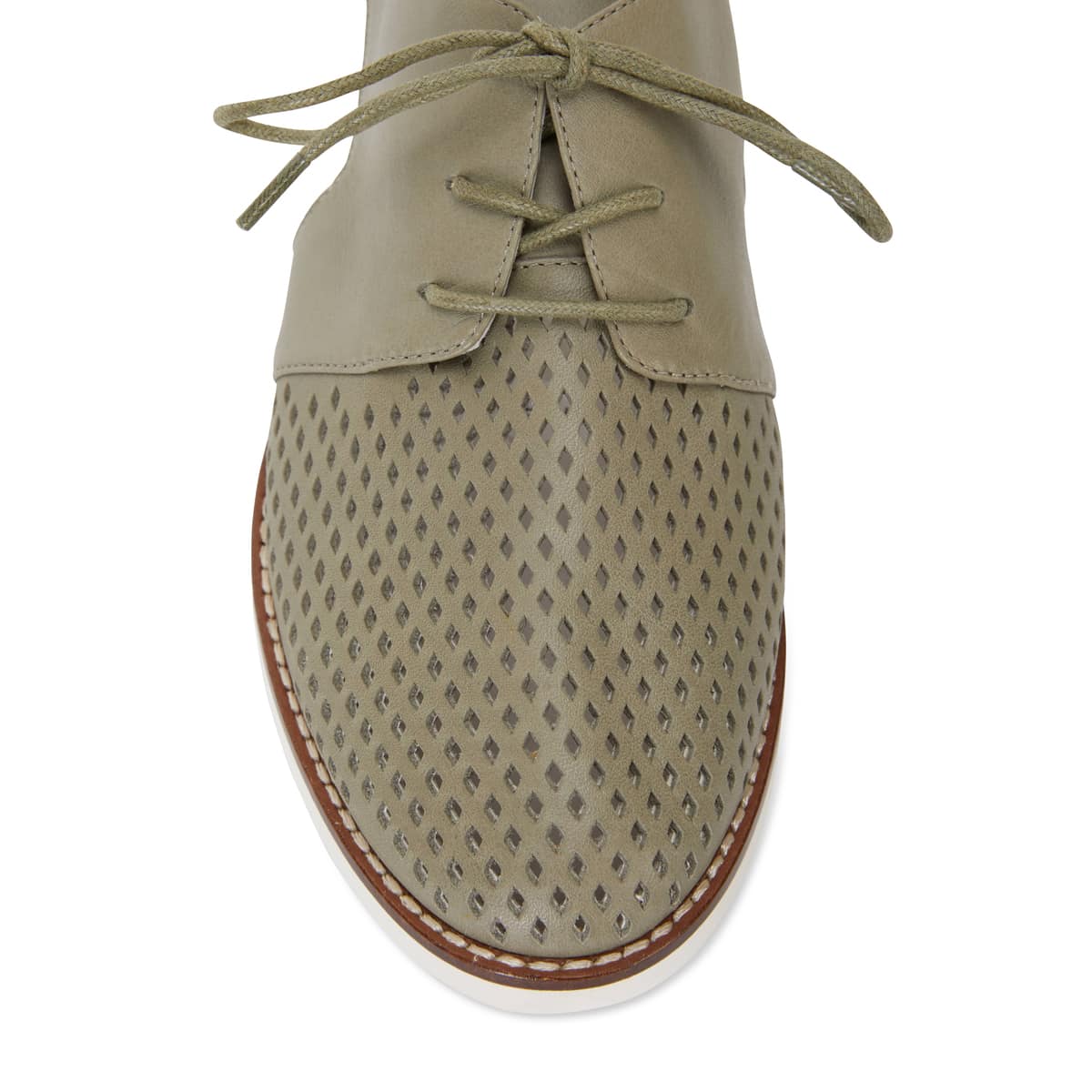 Sharon Brogue in Khaki Leather