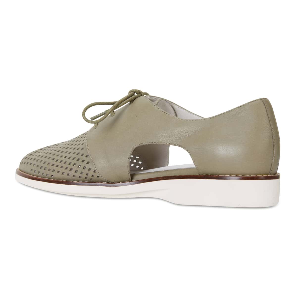 Sharon Brogue in Khaki Leather