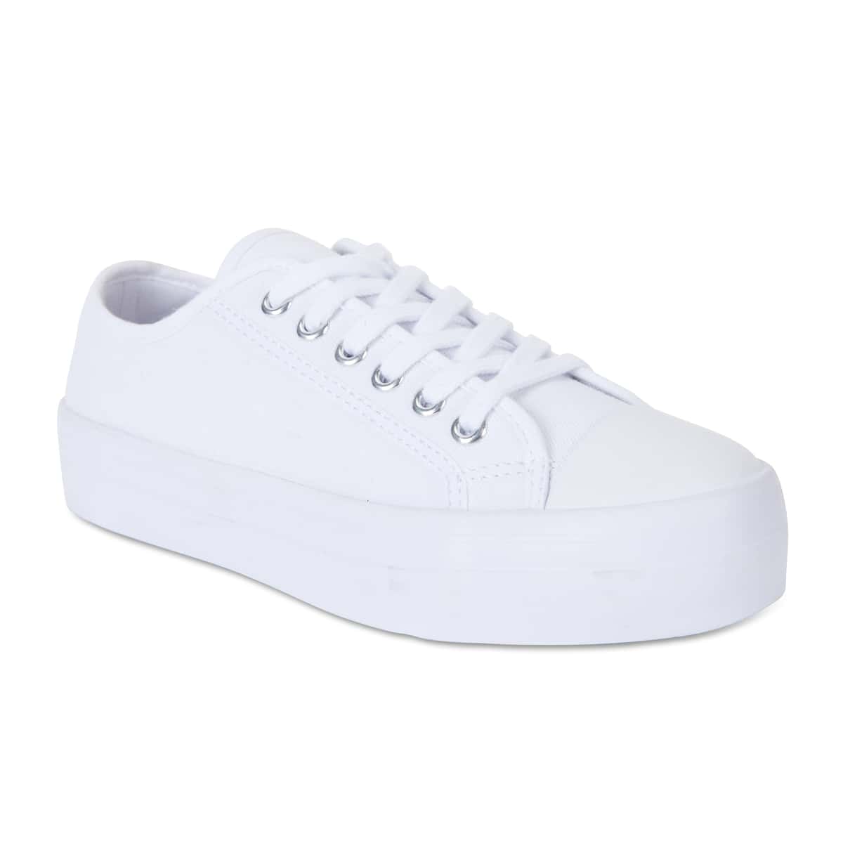 Stacey Sneaker in White Canvas