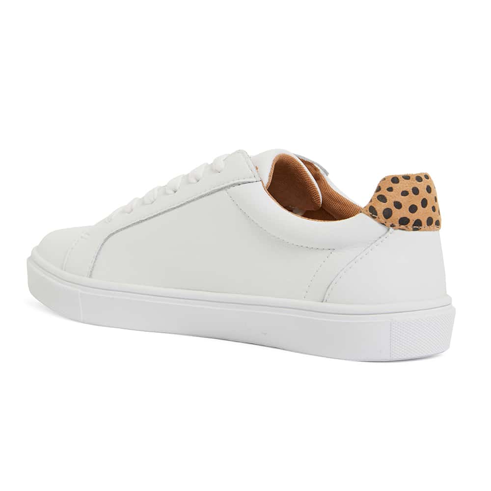 Stark Sneaker in White And Animal Print Leather