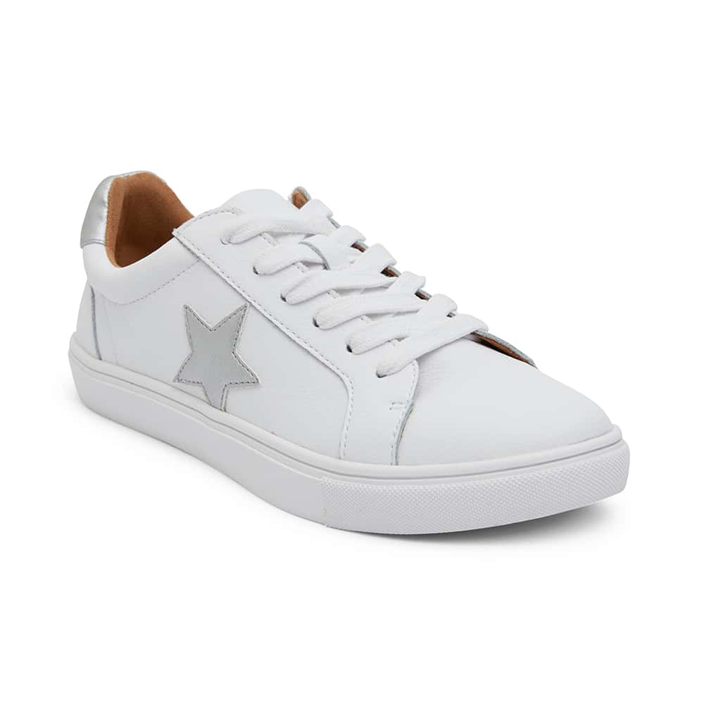 White sneakers with silver stars sale