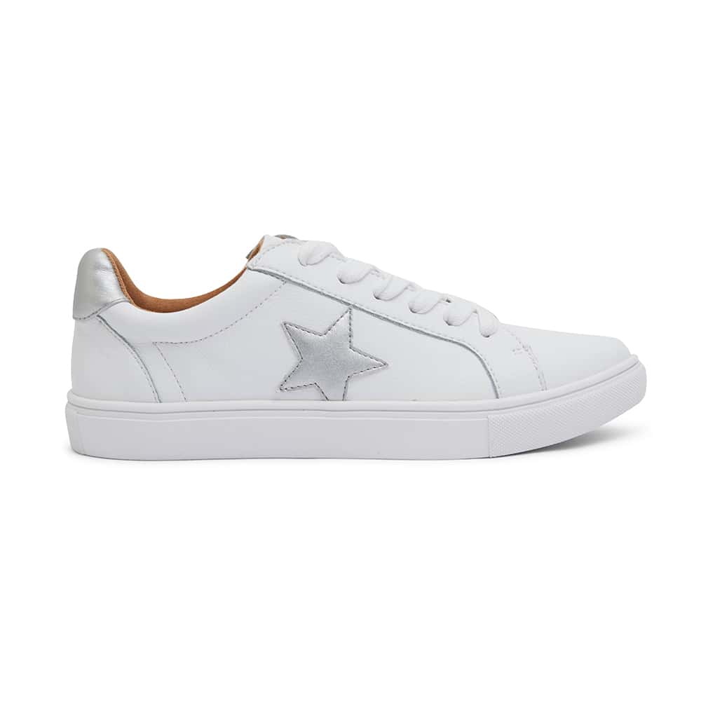 Stark Sneaker in White And Silver Leather