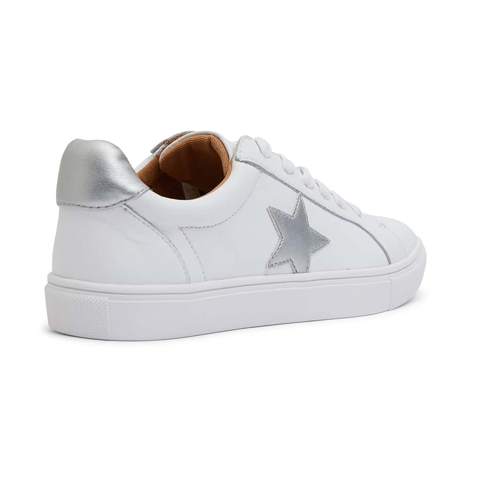 Stark Sneaker in White And Silver Leather