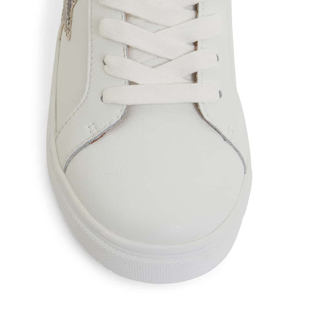 Stark Sneaker in White And Snake Print Leather