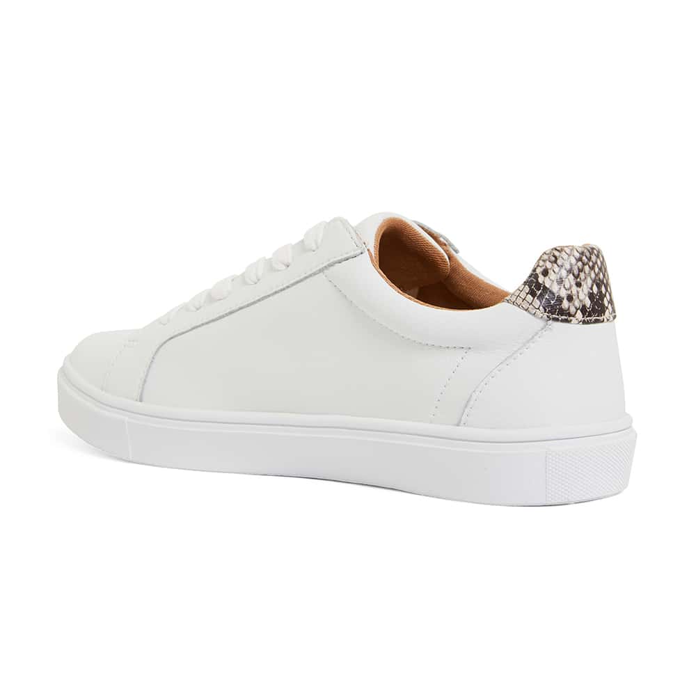 Stark Sneaker in White And Snake Print Leather