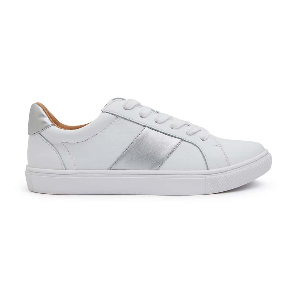 Storm Sneaker in White And Silver Leather