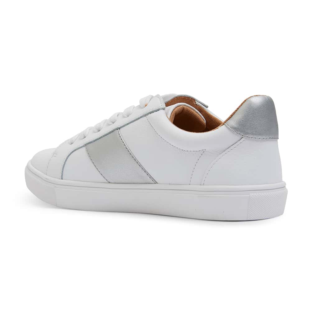 Storm Sneaker in White And Silver Leather