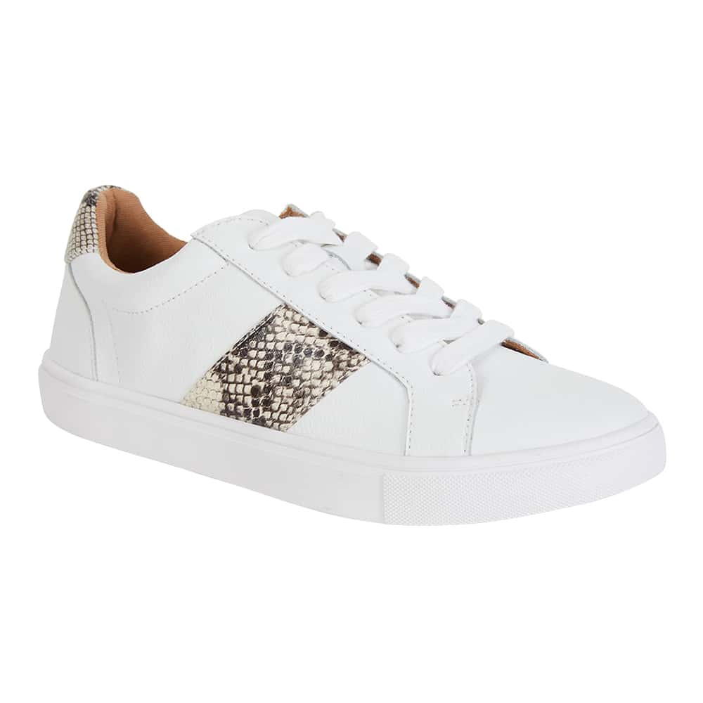 Storm Sneaker in White And Snake Print Leather