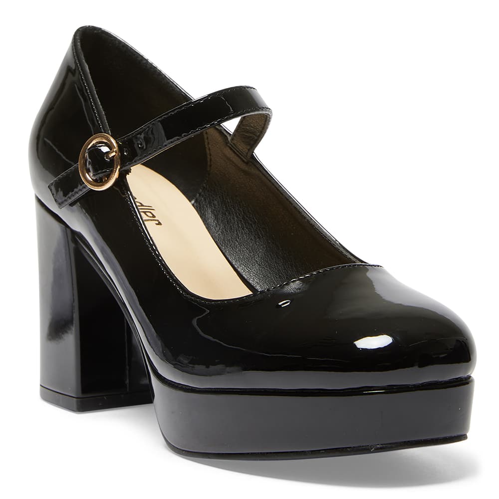 Tate Heel in Black Patent