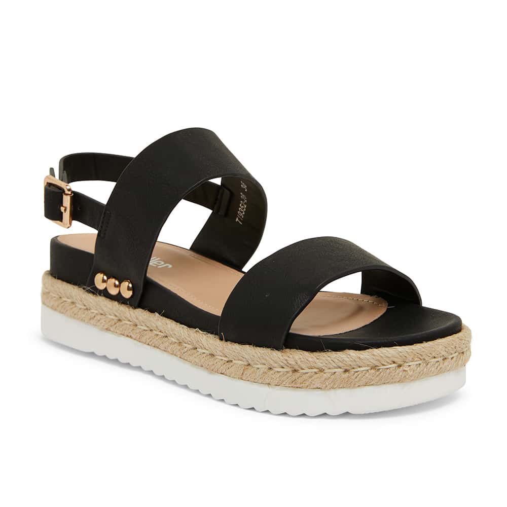 Wave Espadrille in Black Smooth