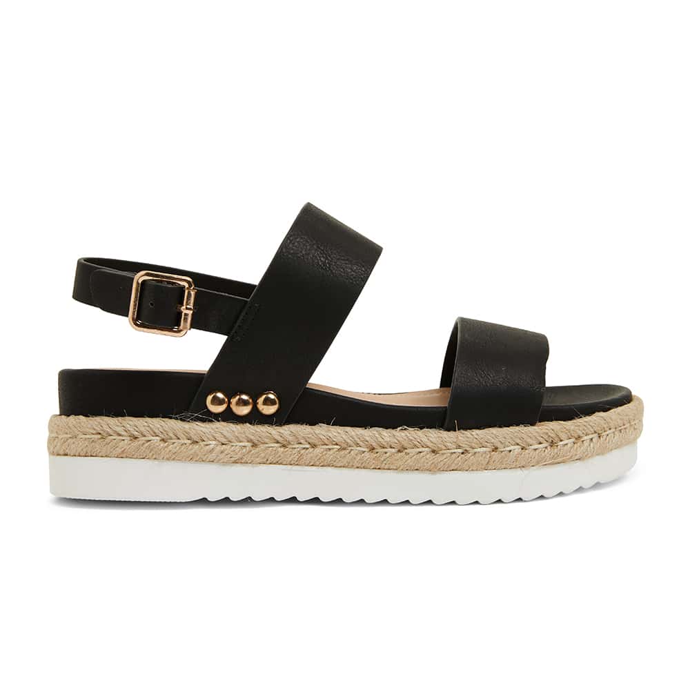 Wave Espadrille in Black Smooth