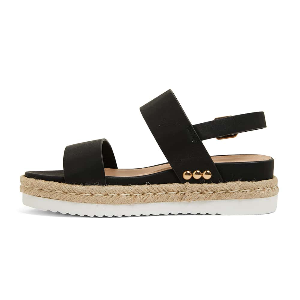 Wave Espadrille in Black Smooth