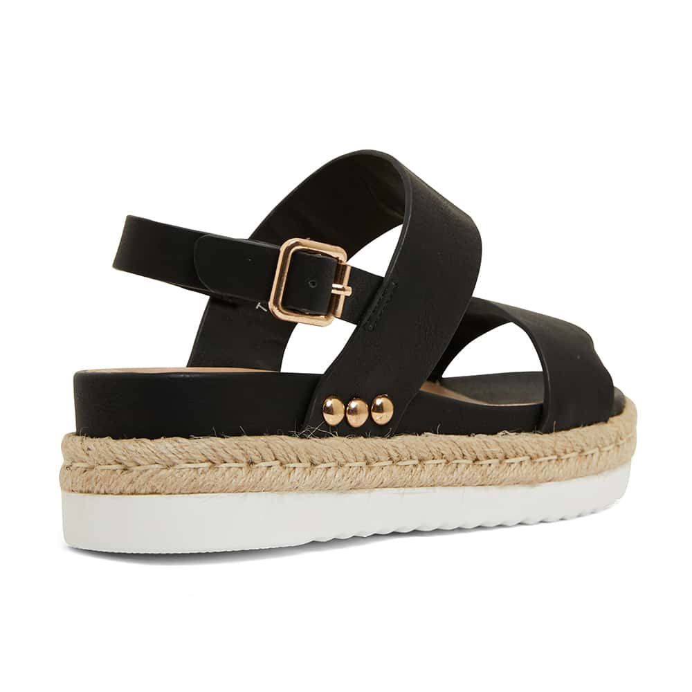 Wave Espadrille in Black Smooth