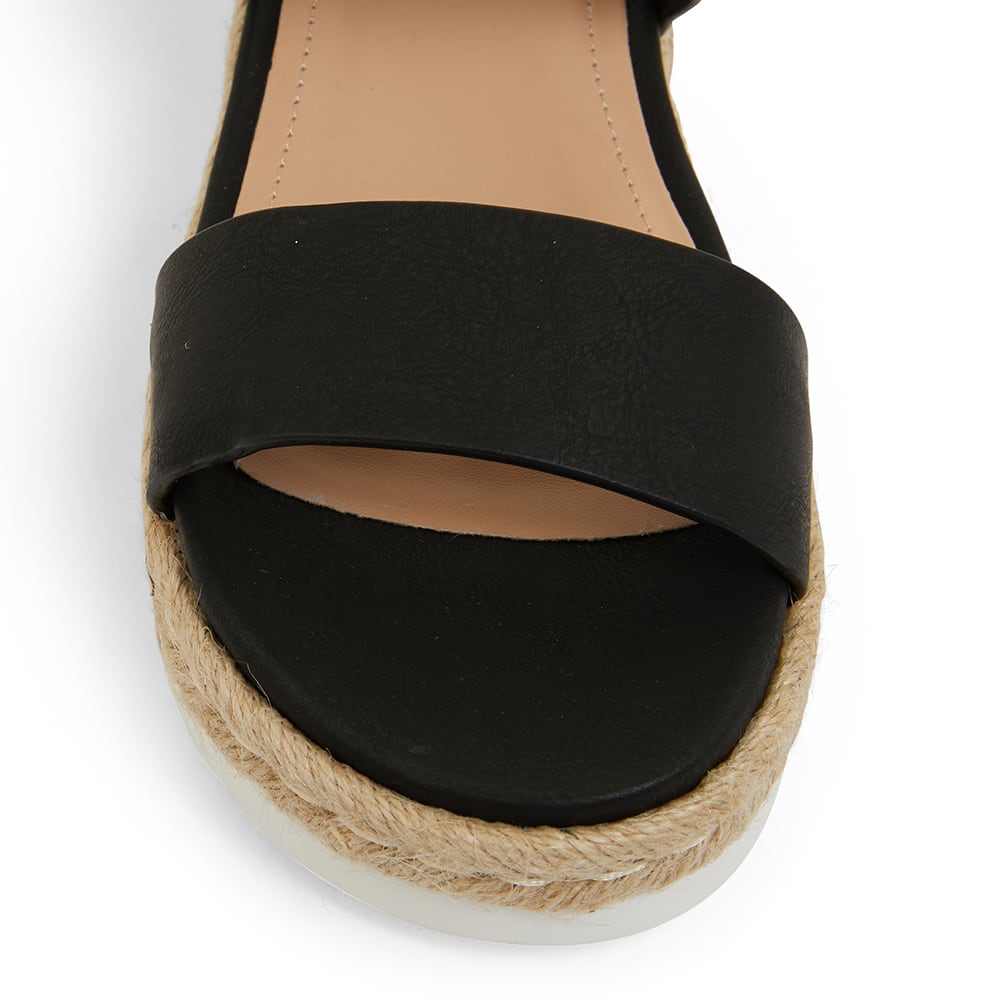 Wave Espadrille in Black Smooth