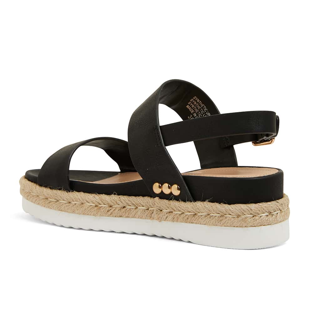 Wave Espadrille in Black Smooth
