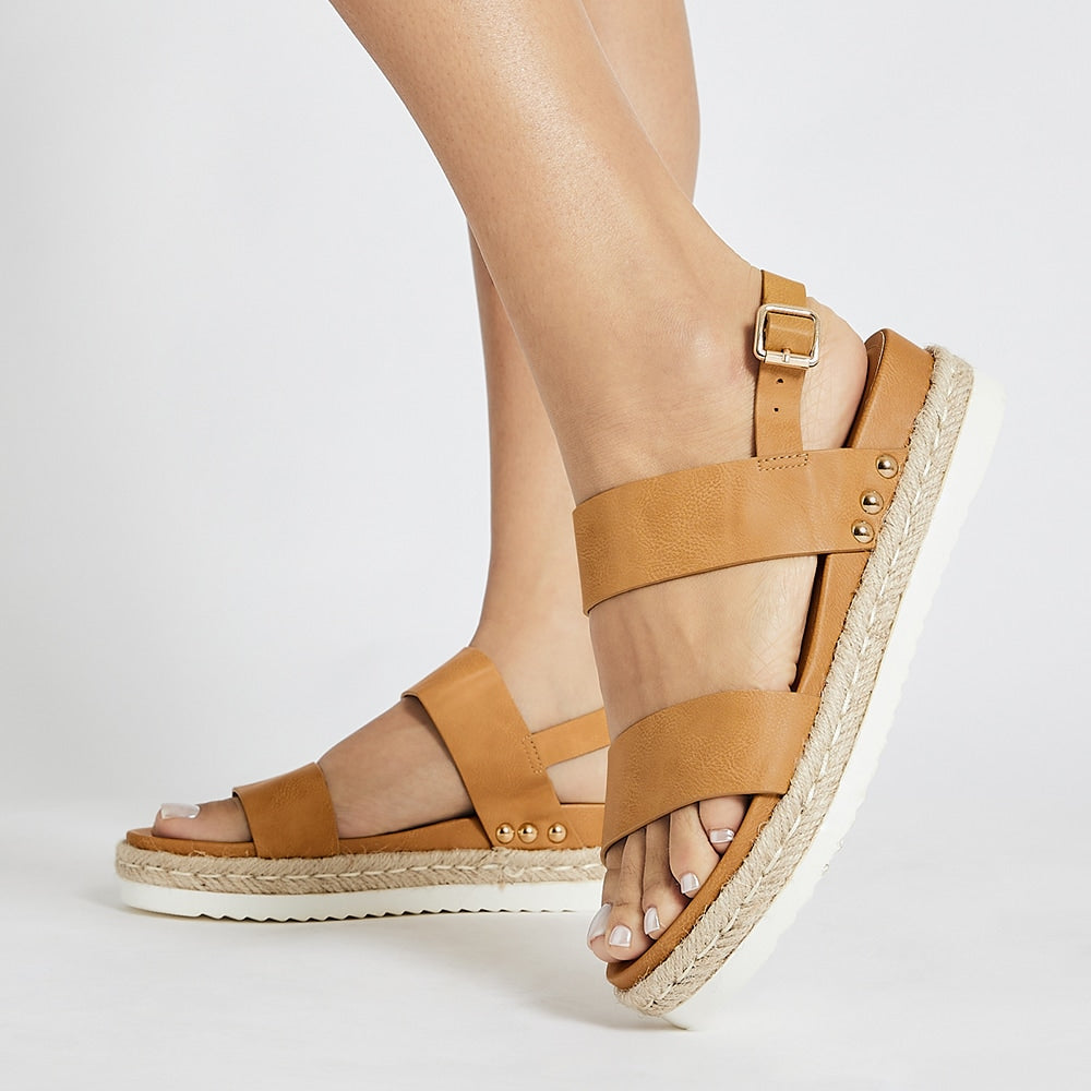 Wave Espadrille in Camel Smooth