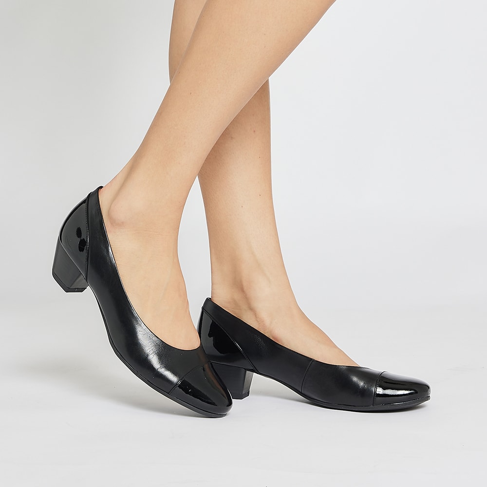 Acton Heel in Black Patent