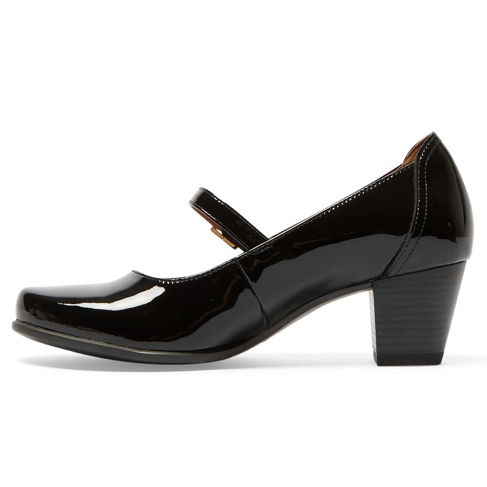 Casino Heel in Black Patent