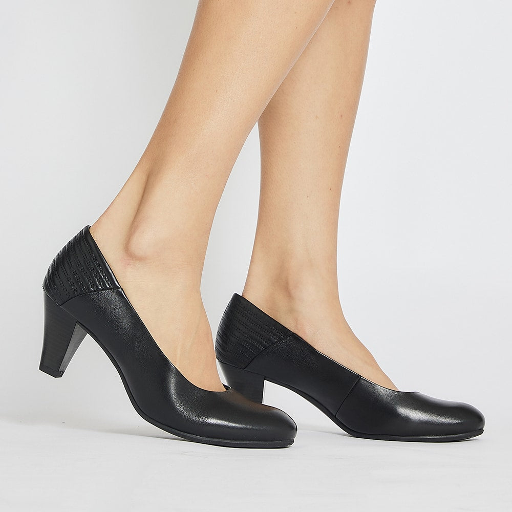 Edina Heel in Black Leather