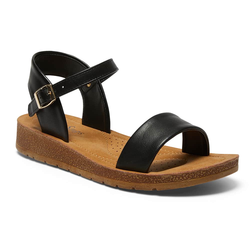 Eliza Sandal in Black Smooth