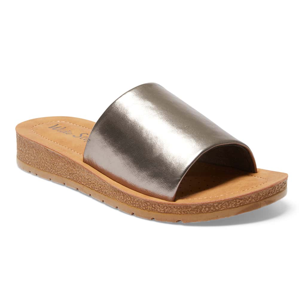 Enid Slide in Pewter Smooth
