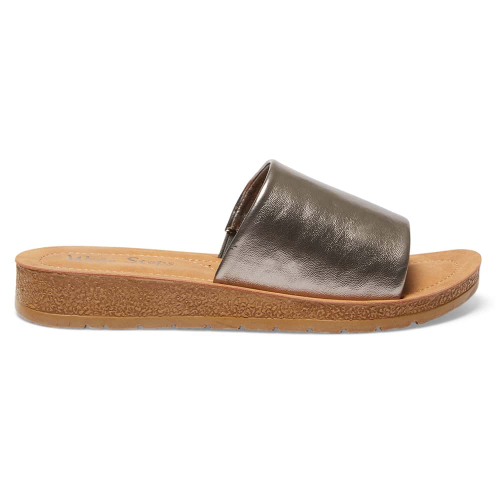 Enid Slide in Pewter Smooth
