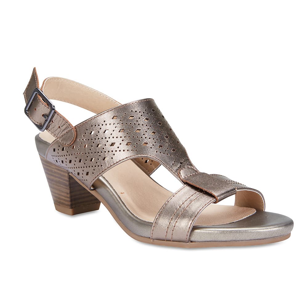 Fonda Heel in Pewter Leather