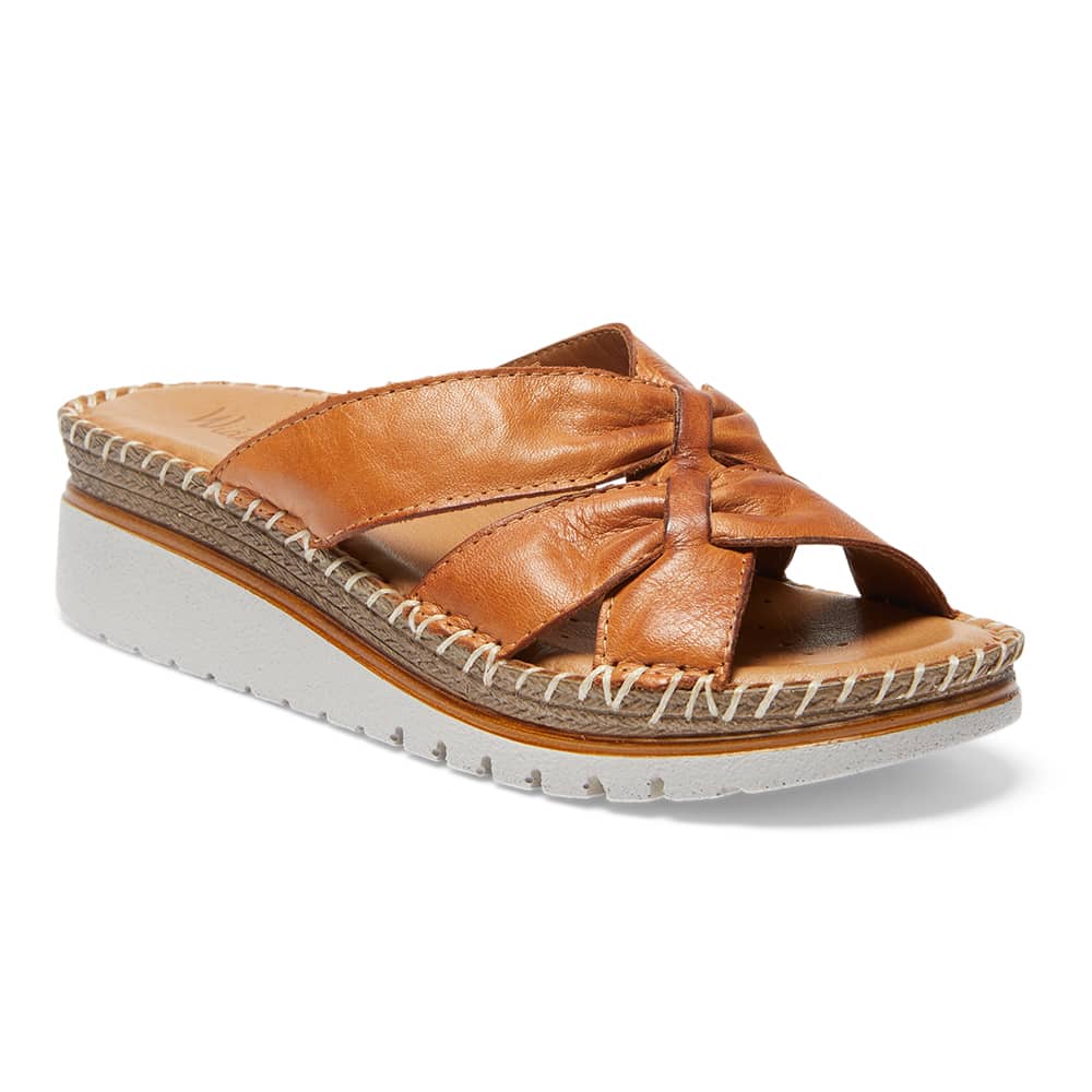 Hannah Slide in Tan Leather