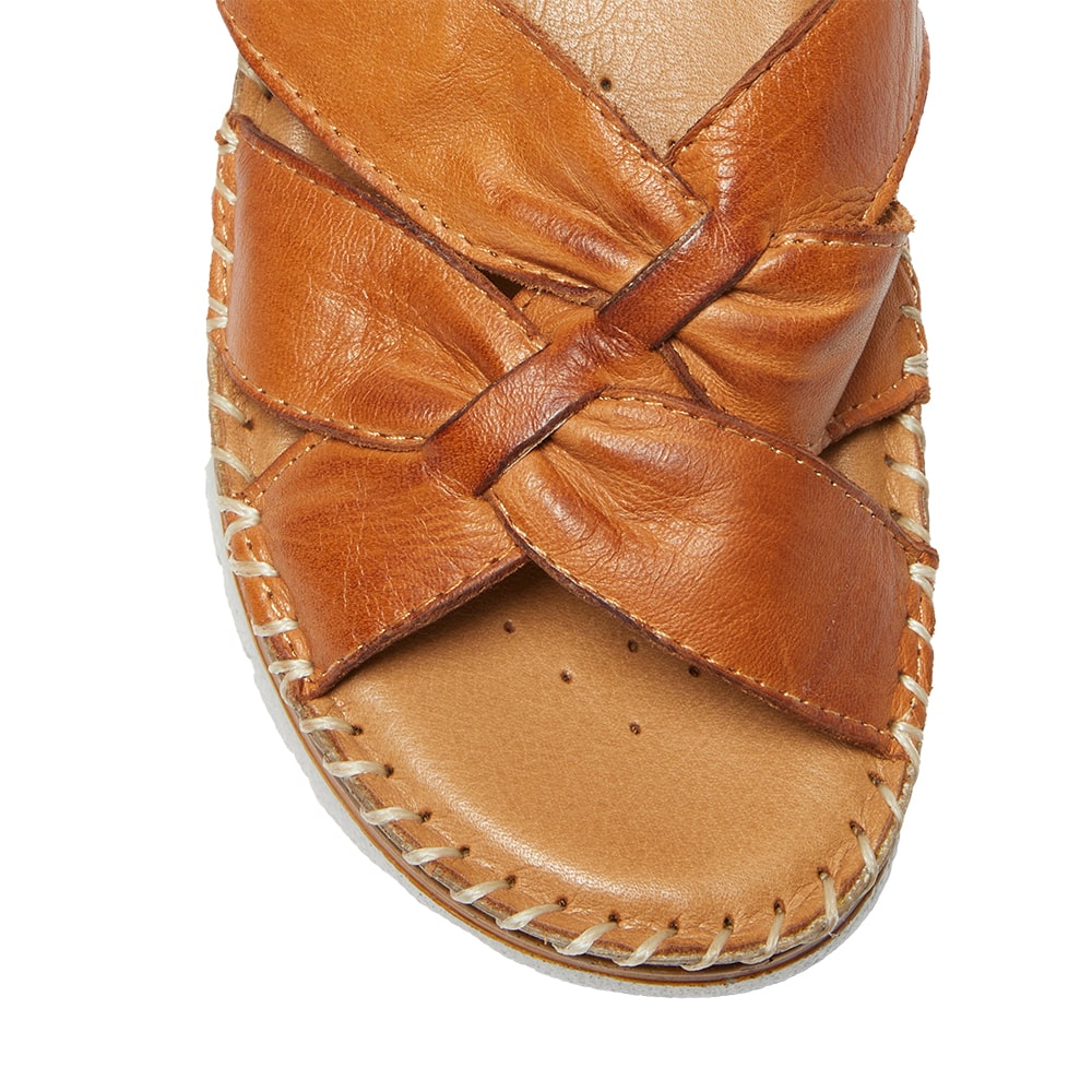 Hannah Slide in Tan Leather