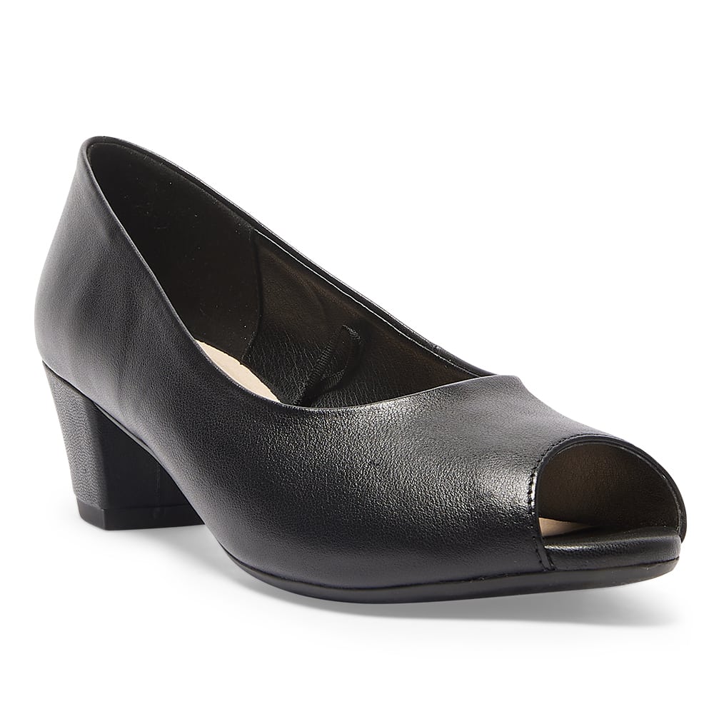 Hilary Heel in Black Leather